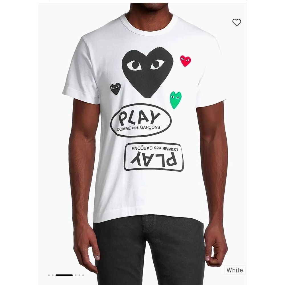 NWT Comme Des Garçons Play heart logo-print T-shirt XL
